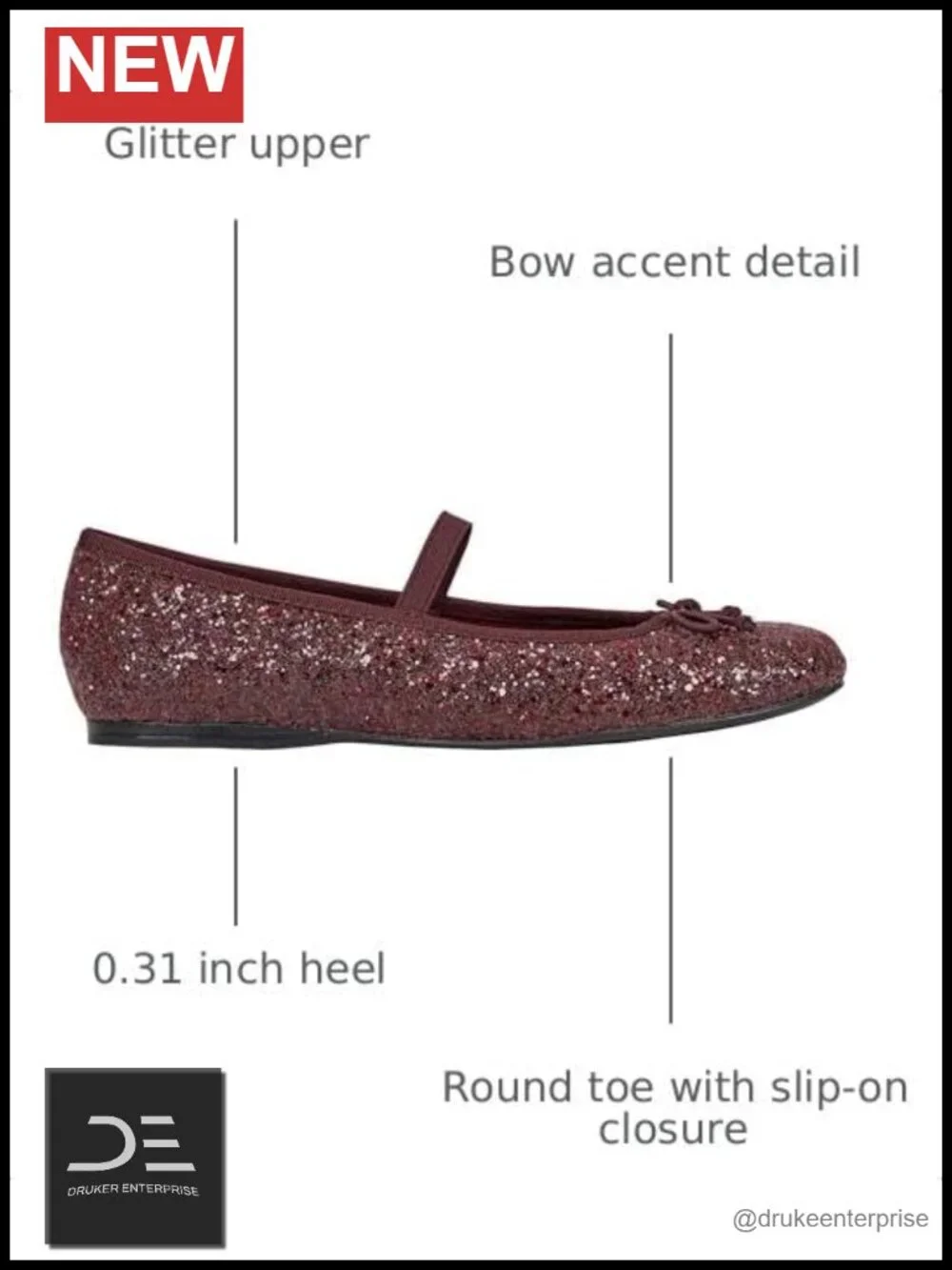 Bandolino Phalon Mary Jane Ballet Flats Glitter Round Toe Slip-On